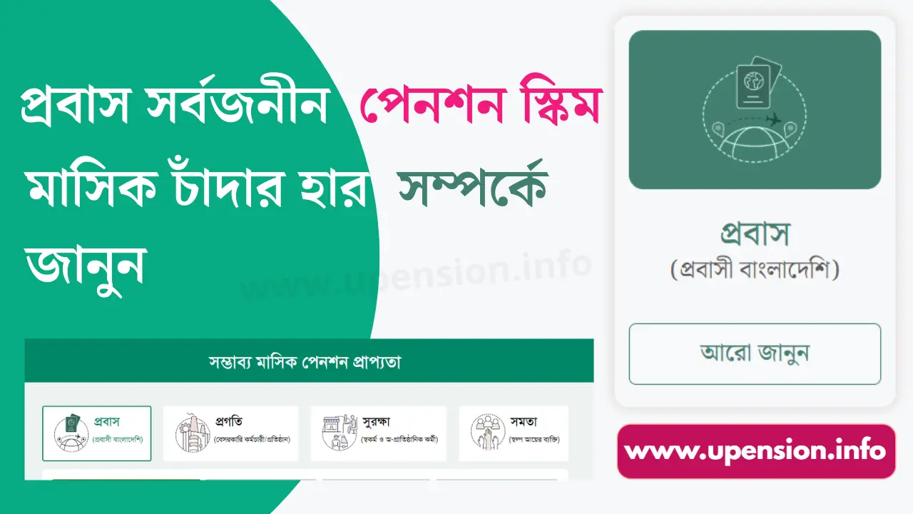 প্রবাস সর্বজনীন পেনশন স্কিম মাসিক চাঁদার হার সম্পর্কে জানুন