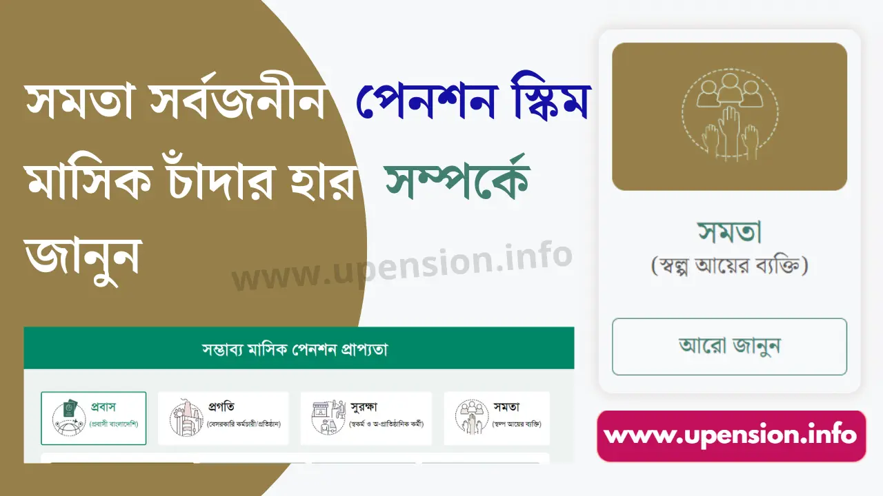 সমতা সর্বজনীন পেনশন স্কিম মাসিক চাঁদার হার সম্পর্কে জানুন